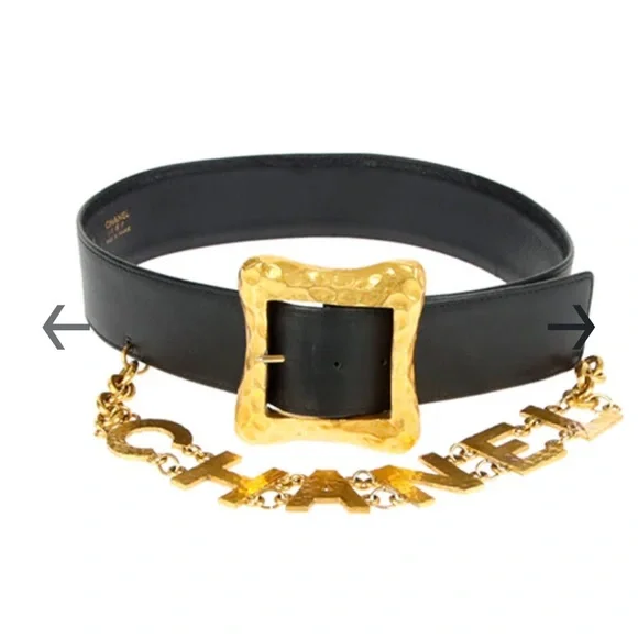CHANEL Vintage Karl Lagerfeld 1993 Wide Black belt 24k gold plated - Picture 4 of 17